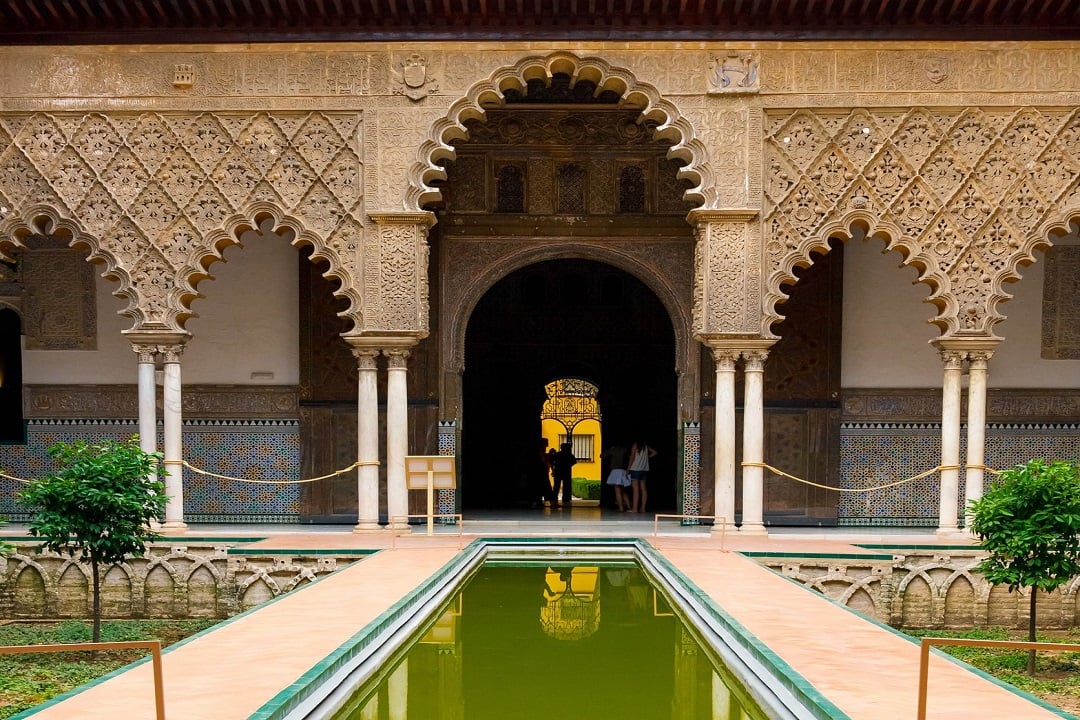 The inside of the Alcazar of Seville seen with our tickets.