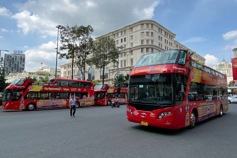 A photo of a hop-on hop-off Saigon tour.