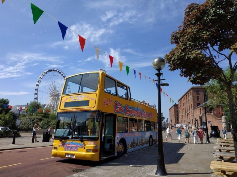 A photo of the Beatles Liverpool explorer bus.