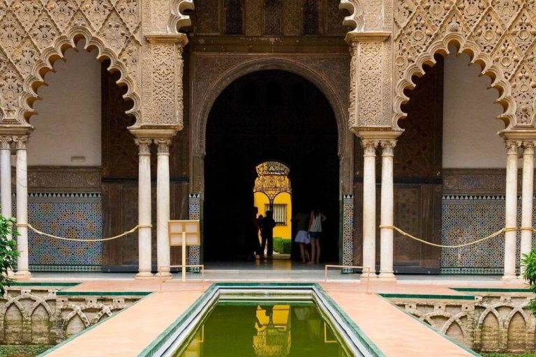 A photo of the inside of the Royal Alcazar of Seville.