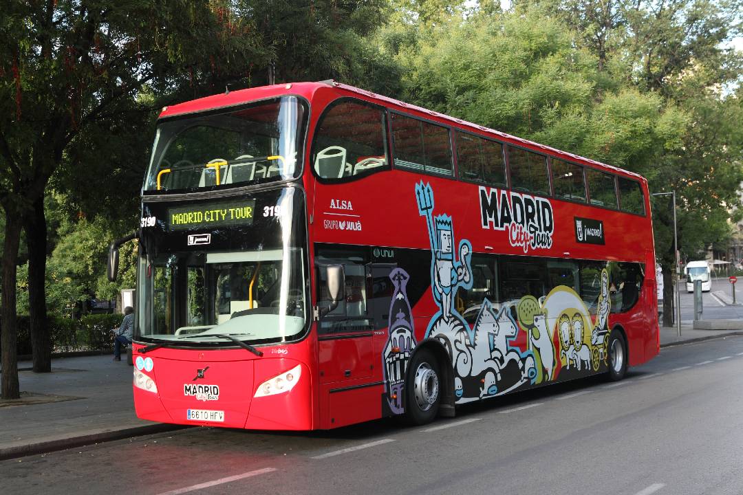 A photo of a Madrid city tour bus.