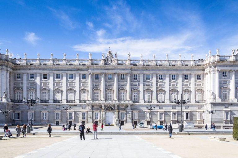 A photo showing the exterior of the Royal Palace of Madrid.