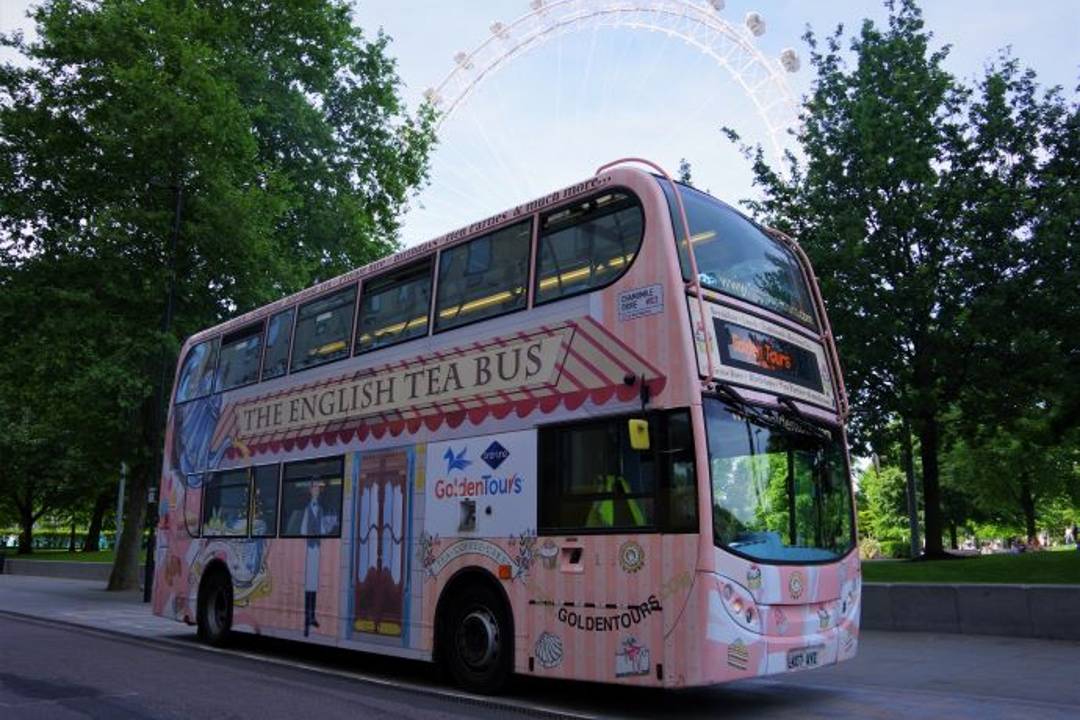 A photo of the Christmas Lights tour bus.