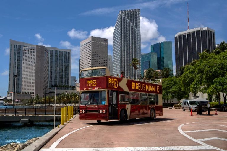 A photo of a Miami Hop-On Hop-Off Bus tour.