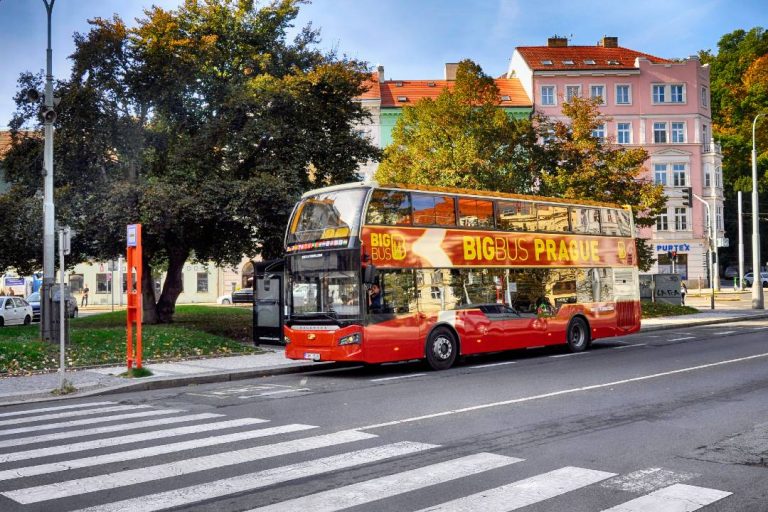 A photo of a Prague Hop-on Hop-off bus tour.