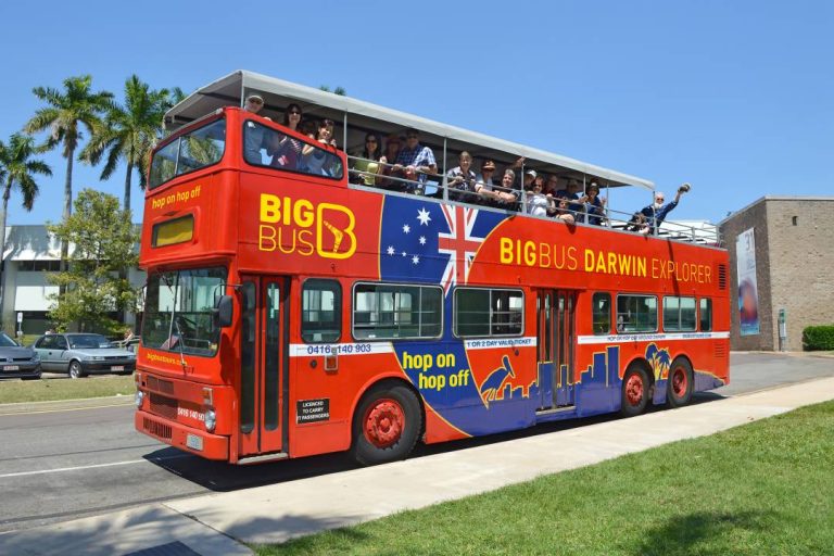 A photo of a Darwin Hop-on Hop-off bus tour.