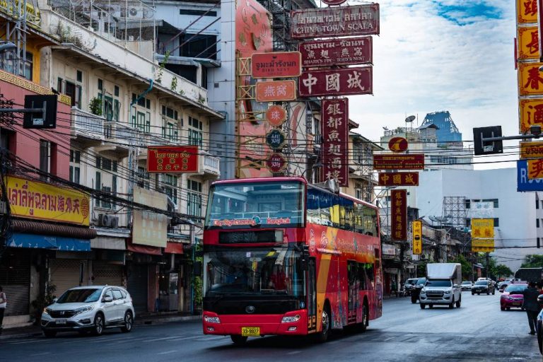 A Bangkok Bus Tour driving.